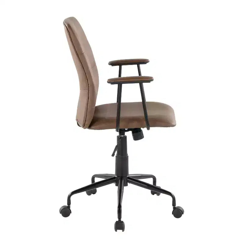 LumiSource Fredrick Sedia da ufficio, metallo nero/PU effetto caffè