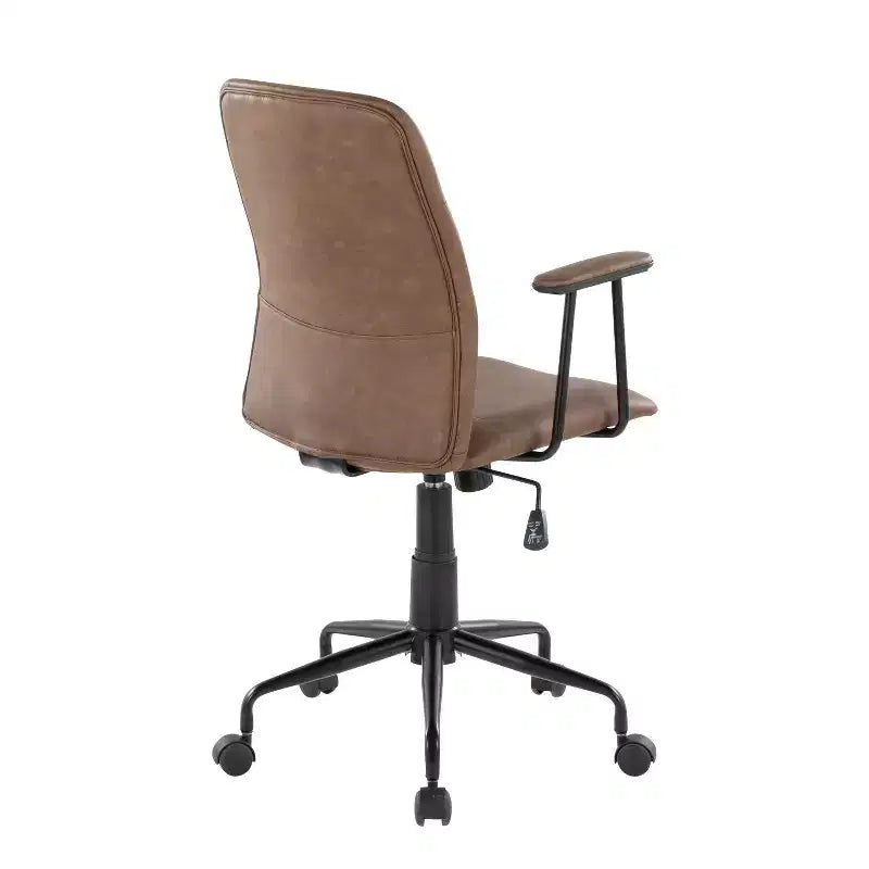 LumiSource Fredrick Sedia da ufficio, metallo nero/PU effetto caffè