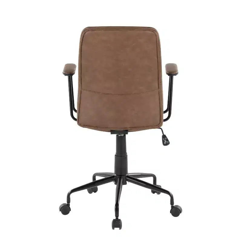 LumiSource Fredrick Sedia da ufficio, metallo nero/PU effetto caffè