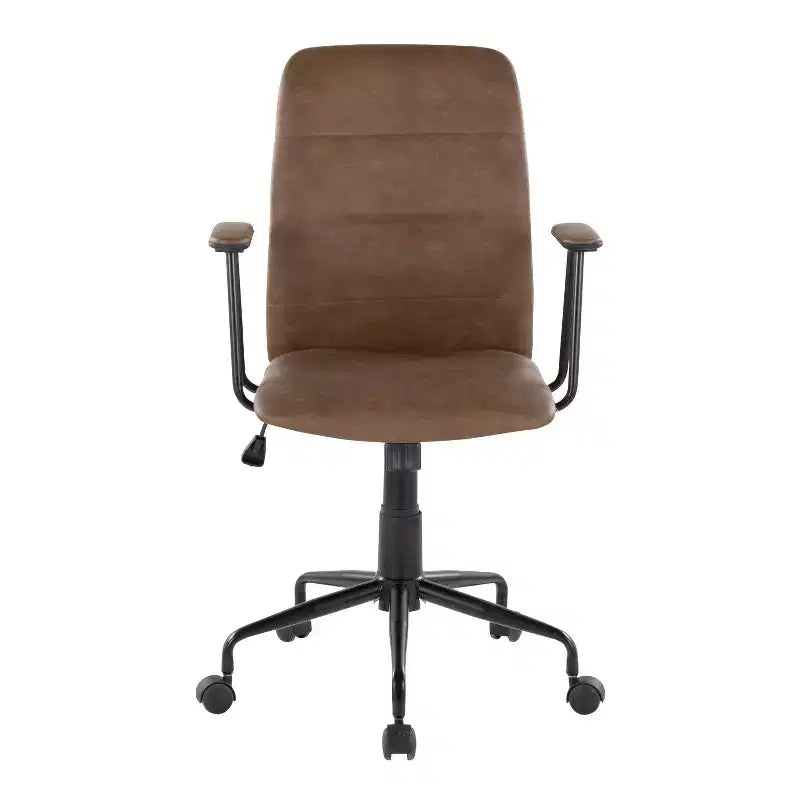 LumiSource Fredrick Sedia da ufficio, metallo nero/PU effetto caffè