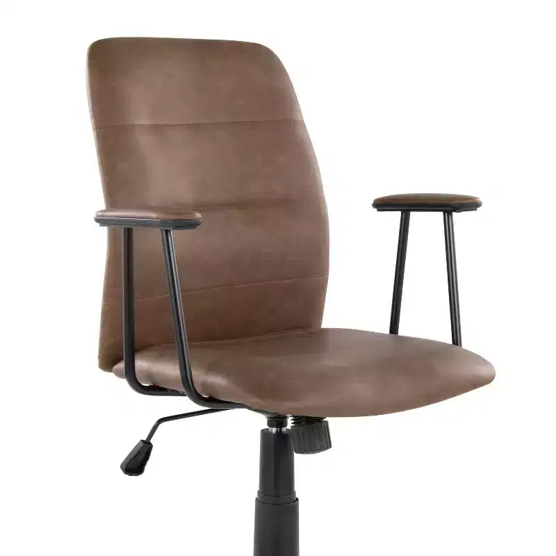 LumiSource Fredrick Sedia da ufficio, metallo nero/PU effetto caffè
