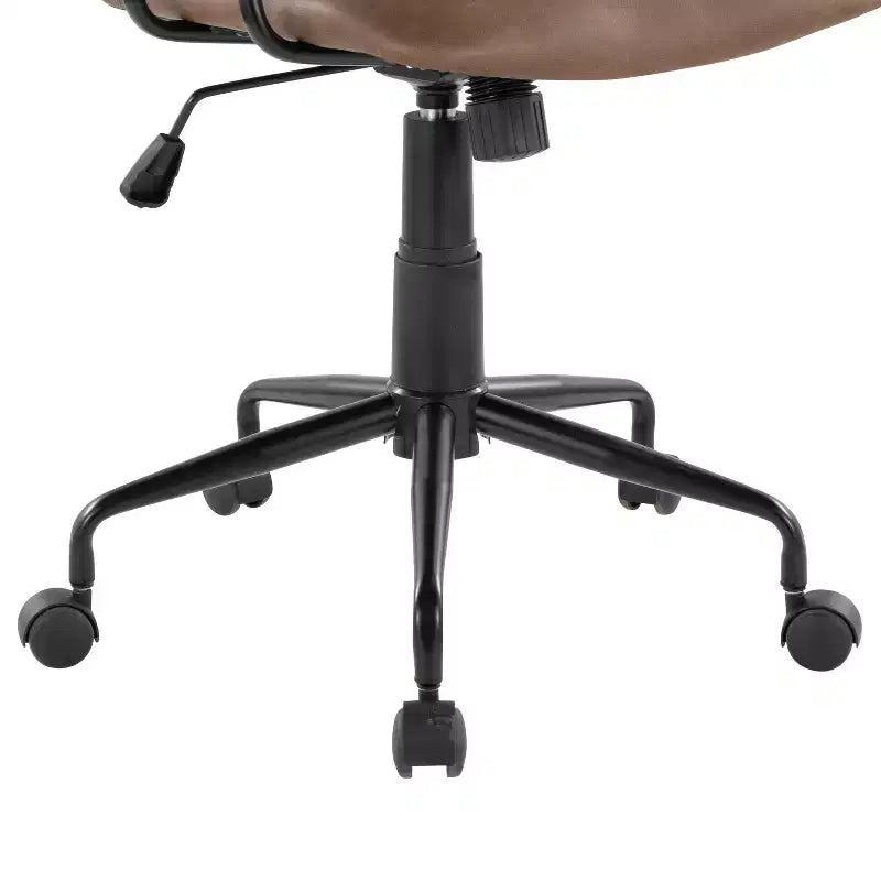 LumiSource Fredrick Sedia da ufficio, metallo nero/PU effetto caffè