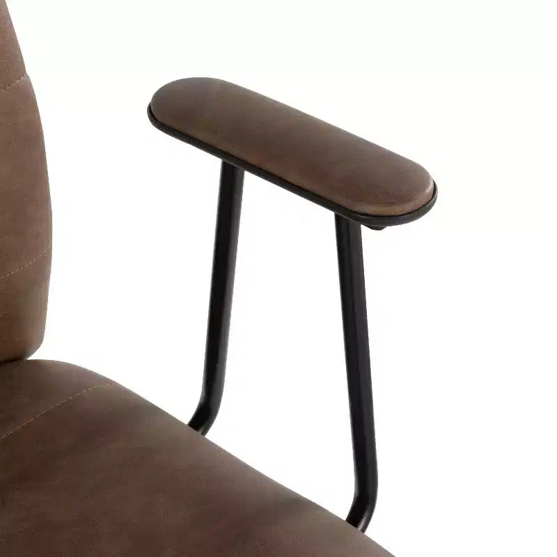 LumiSource Fredrick Sedia da ufficio, metallo nero/PU effetto caffè
