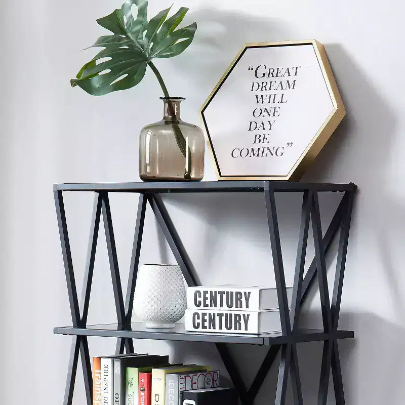 Libreria miBasics Werrin con 5 ripiani in metallo, 146 cm, nera