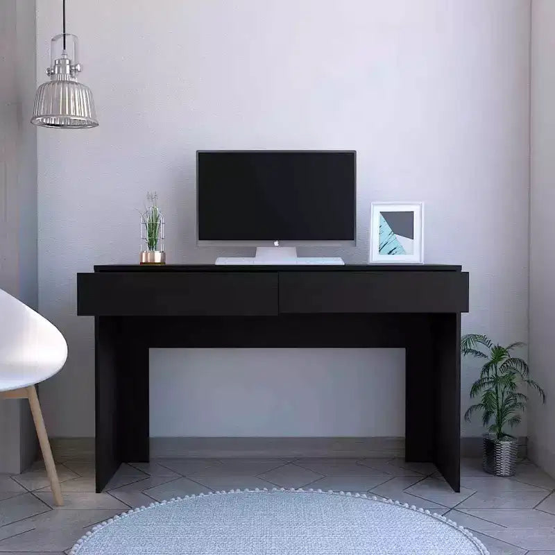 Scrivania per computer Suncheon Nera - Boahaus: Scrivania moderna da ufficio con laminato in legno resistente ai graffi, cassetto multiuso