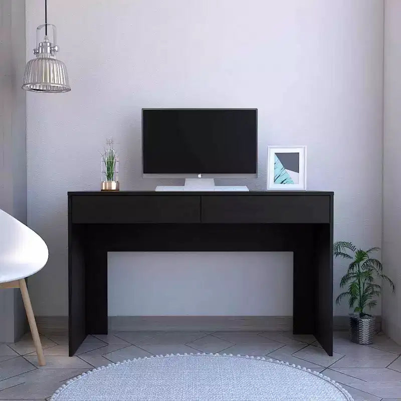 Scrivania per computer Suncheon Nera - Boahaus: Scrivania moderna da ufficio con laminato in legno resistente ai graffi, cassetto multiuso