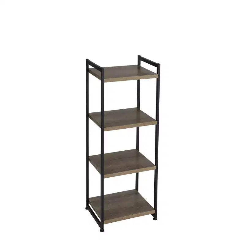 Household Essentials 47.2" Jamestown Narrow 4 Shelf Bookshelf Black: Metal Frame, Adult Assembly Required