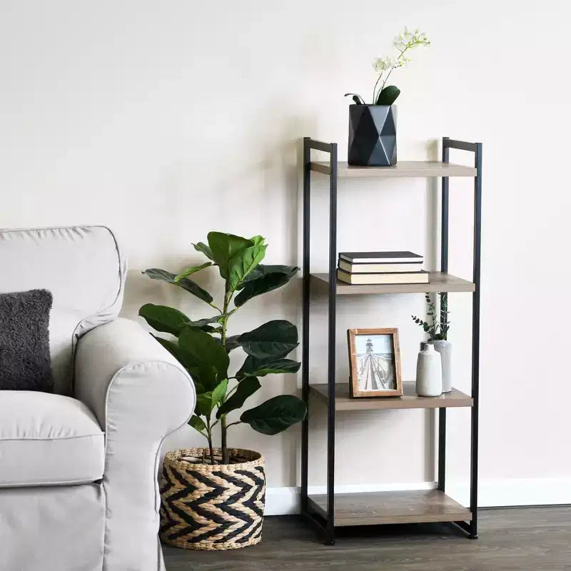 Household Essentials 47.2" Jamestown Libreria stretta a 4 ripiani Nera: Struttura in metallo, Richiesto assemblaggio per adulti