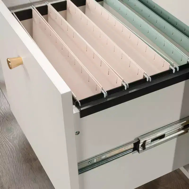 Scrivania angolare con piano in vetro Sauder Harper Heights, bianca