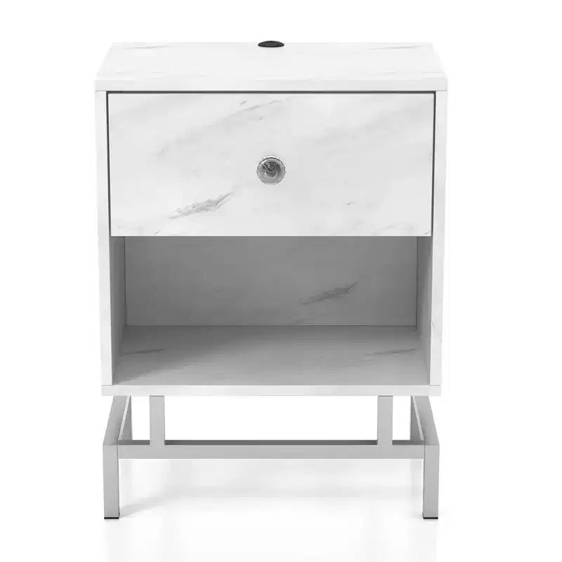 Set di 2 tavolini finali Rupelt con porta USB bianco antico - miBasics