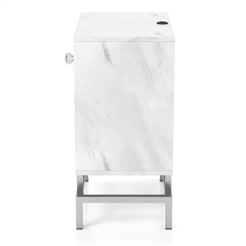 Set di 2 tavolini finali Rupelt con porta USB bianco antico - miBasics