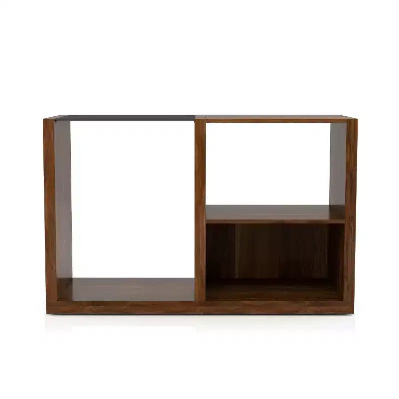 Consolle con inserto in vetro temperato Glena noce scuro - miBasics