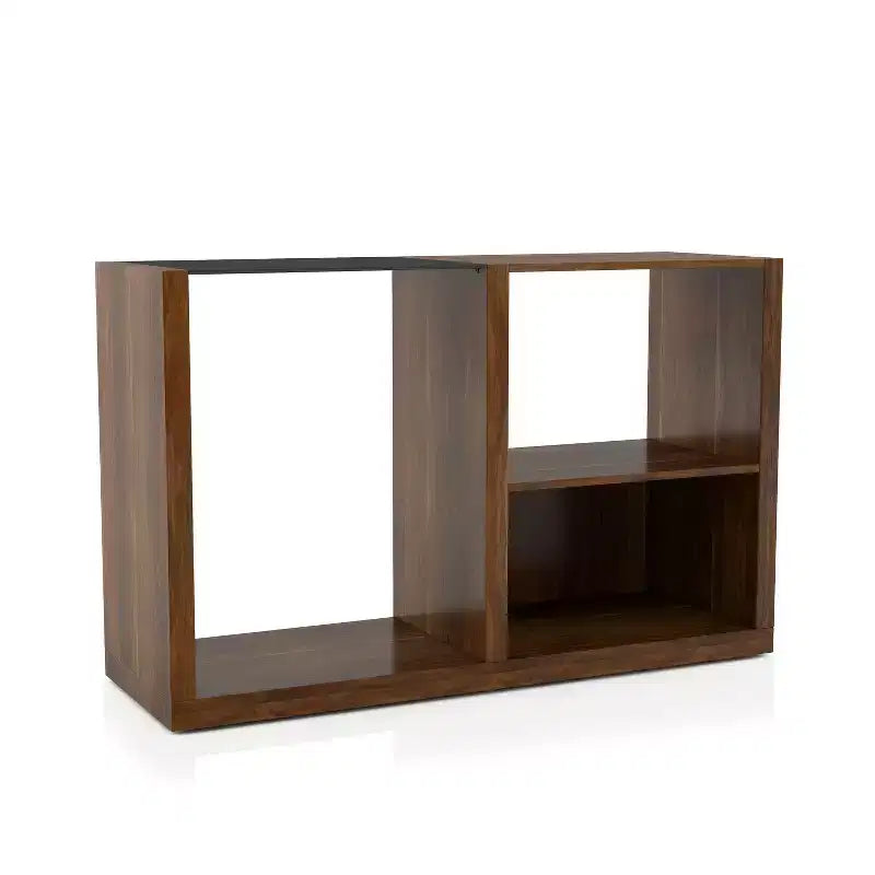 Consolle con inserto in vetro temperato Glena noce scuro - miBasics