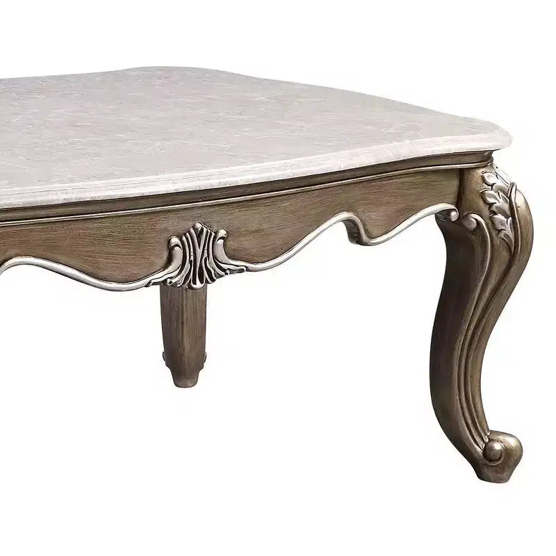 Tavolino da caffè Elozzol da 54": Gambe Queen Anne, Intagliato a conchiglia, Nessun assemblaggio - Acme Furniture