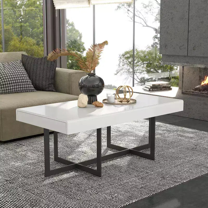 Tavolino da Caffè Rettangolare Neyo da 47,25" con Cassetti Bianco - miBasics