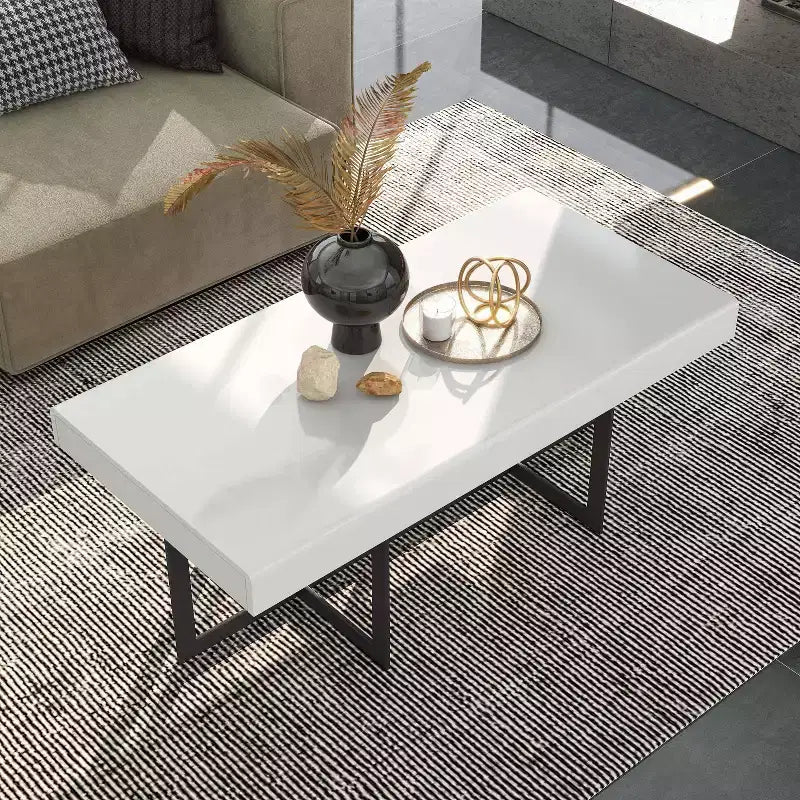 Tavolino da Caffè Rettangolare Neyo da 47,25" con Cassetti Bianco - miBasics