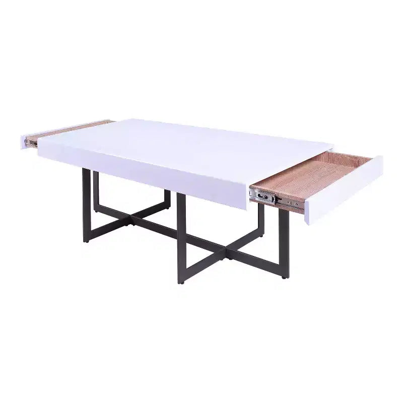 Tavolino da Caffè Rettangolare Neyo da 47,25" con Cassetti Bianco - miBasics