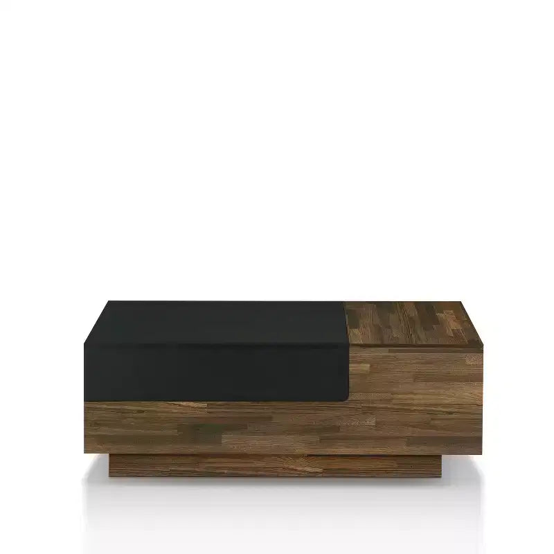 Tavolino da Caffè Croston con Vano Contenitore a Scorrimento, color Hickory Chiaro - miBasics: Design Mid-century, Piano Sollevabile, Forma Rettangolare