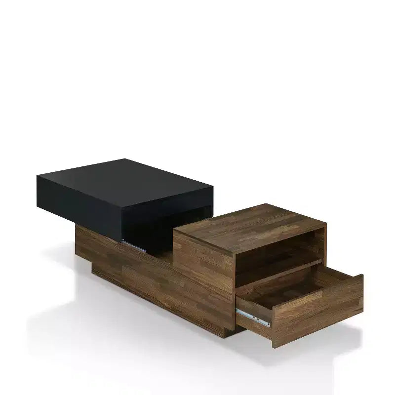 Tavolino da Caffè Croston con Vano Contenitore a Scorrimento, color Hickory Chiaro - miBasics: Design Mid-century, Piano Sollevabile, Forma Rettangolare