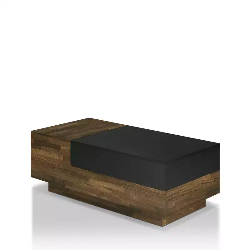 Tavolino da Caffè Croston con Vano Contenitore a Scorrimento, color Hickory Chiaro - miBasics: Design Mid-century, Piano Sollevabile, Forma Rettangolare