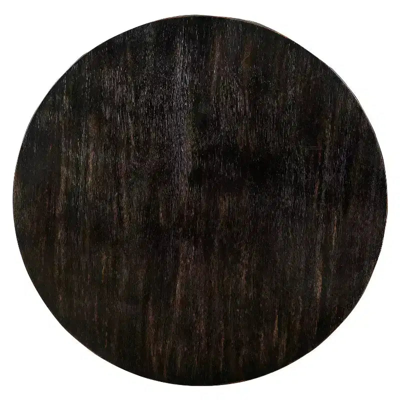 HOMES: Inside + OutTavolino da Caffè Rotondo Sande Farmhouse in Legno Nero Anticato: Ripiano Fisso, Stile Transizionale