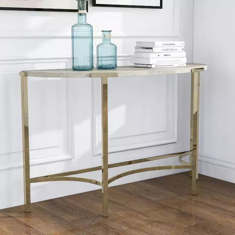 Tavolo da divano semicircolare moderno Grand Canal Champagne - miBasics