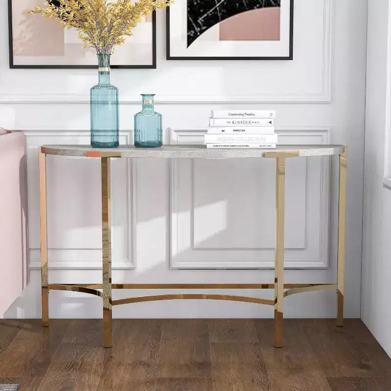 Tavolo da divano semicircolare moderno Grand Canal Champagne - miBasics