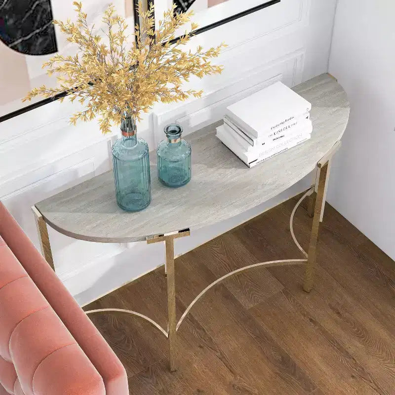 Tavolo da divano semicircolare moderno Grand Canal Champagne - miBasics