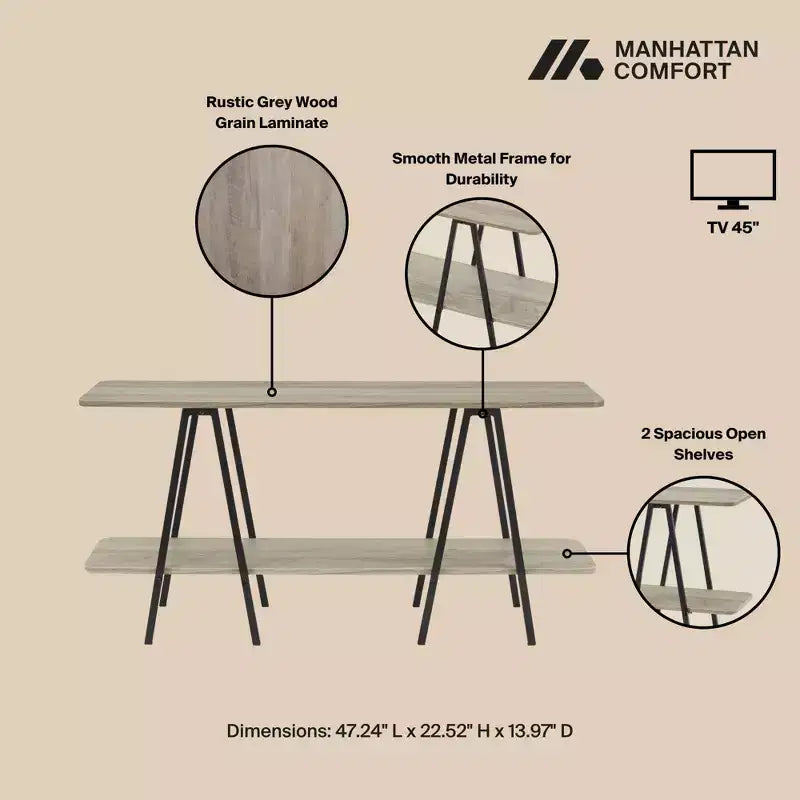 Manhattan Comfort Madia moderna Celine 47,24" grigio rustico