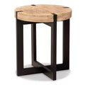 Horace Wood & Metal End Table: Circular, Industrial Design - Baxton Studio