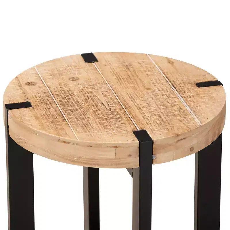 Tavolino Horace in legno e metallo: circolare, design industriale - Baxton Studio