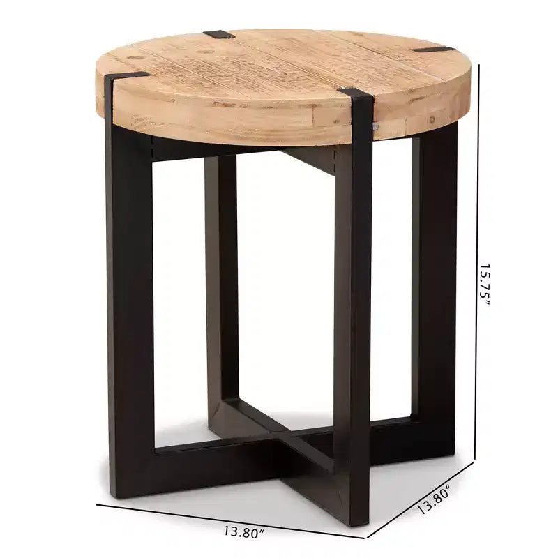 Tavolino Horace in legno e metallo: circolare, design industriale - Baxton Studio