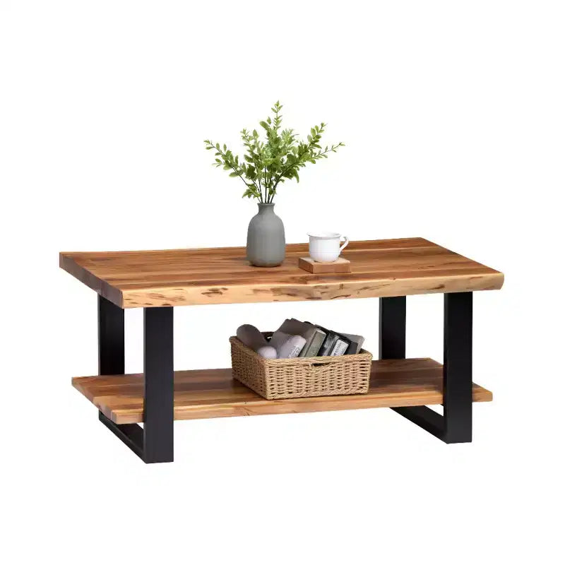 Alpine Live Edge Wood Coffee Table Natural - Alaterre Furniture