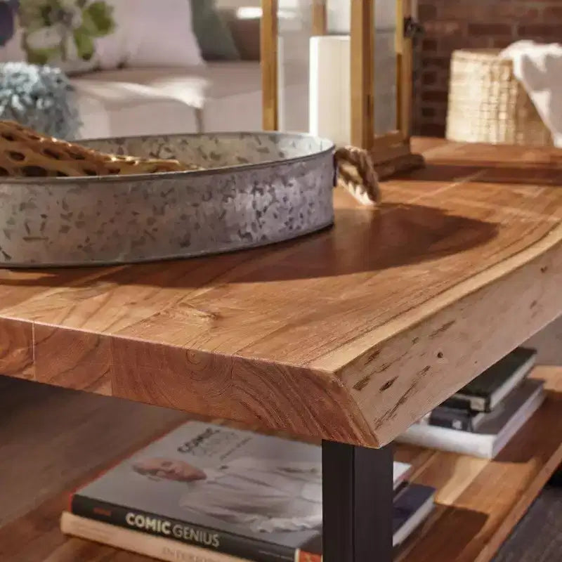 Tavolino da Caffè in Legno Bordo Naturale Alpine - Alaterre Furniture