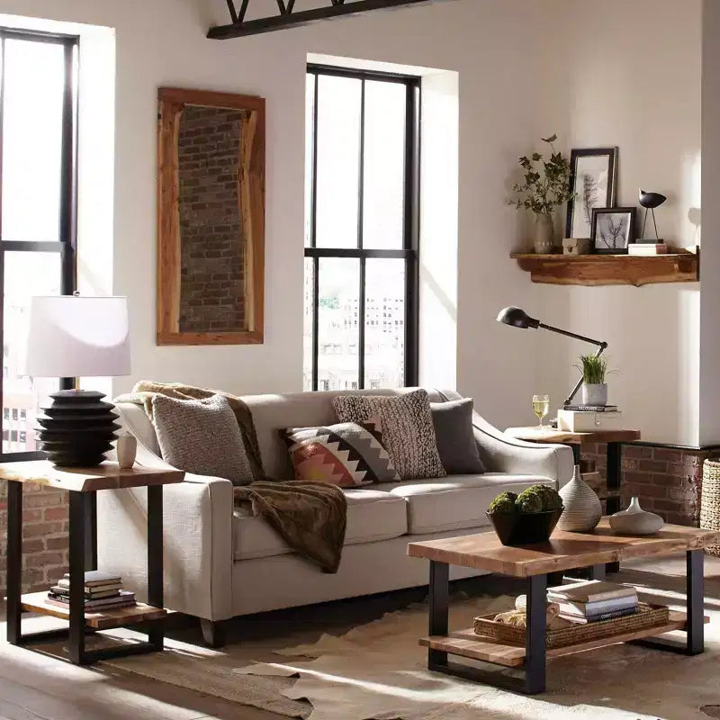 Tavolino da Caffè in Legno Bordo Naturale Alpine - Alaterre Furniture