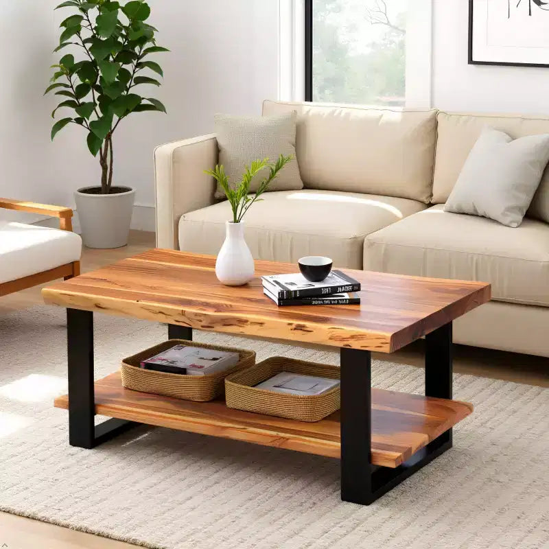 Tavolino da Caffè in Legno Bordo Naturale Alpine - Alaterre Furniture