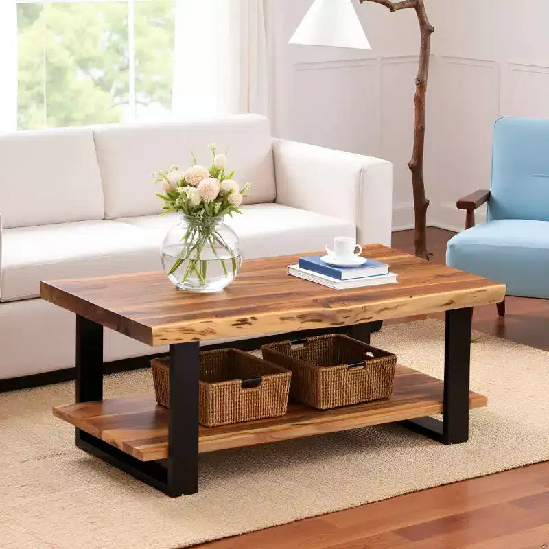 Tavolino da Caffè in Legno Bordo Naturale Alpine - Alaterre Furniture