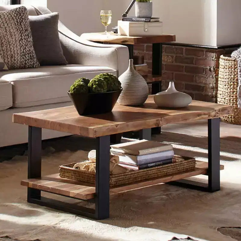 Tavolino da Caffè in Legno Bordo Naturale Alpine - Alaterre Furniture