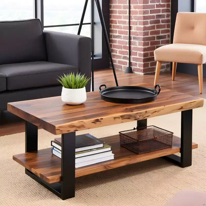 Tavolino da Caffè in Legno Bordo Naturale Alpine - Alaterre Furniture
