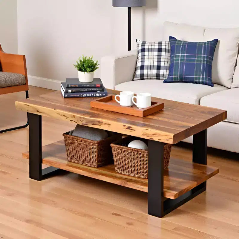 Tavolino da Caffè in Legno Bordo Naturale Alpine - Alaterre Furniture