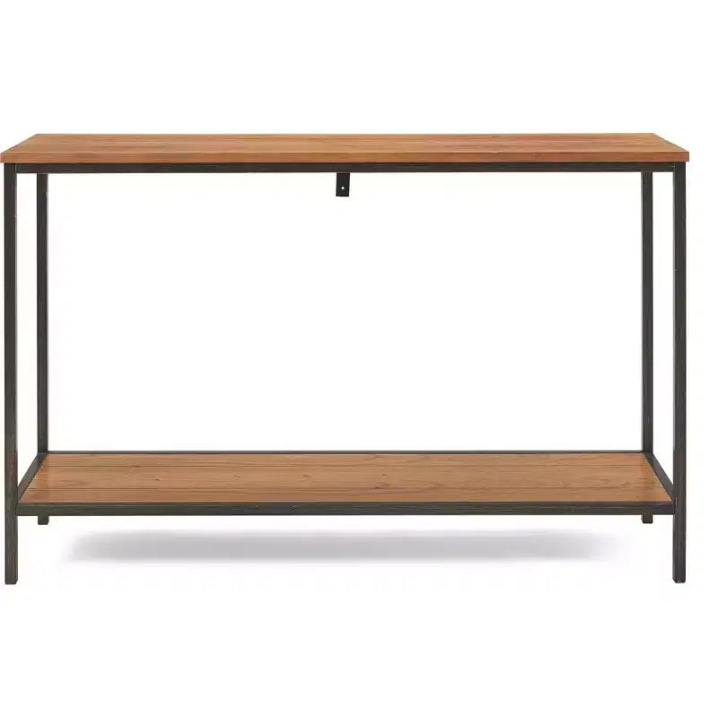 Nolan 2 Tier Console Table Brown - ClickDecor: Rustic Charm, Iron Frame, Entryway Display