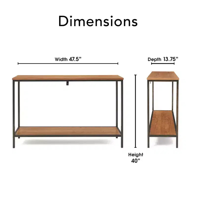 Consolle a due ripiani Nolan marrone - ClickDecor: fascino rustico, struttura in ferro, esposizione all'ingresso