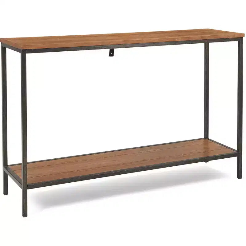 Consolle a due ripiani Nolan marrone - ClickDecor: fascino rustico, struttura in ferro, esposizione all'ingresso