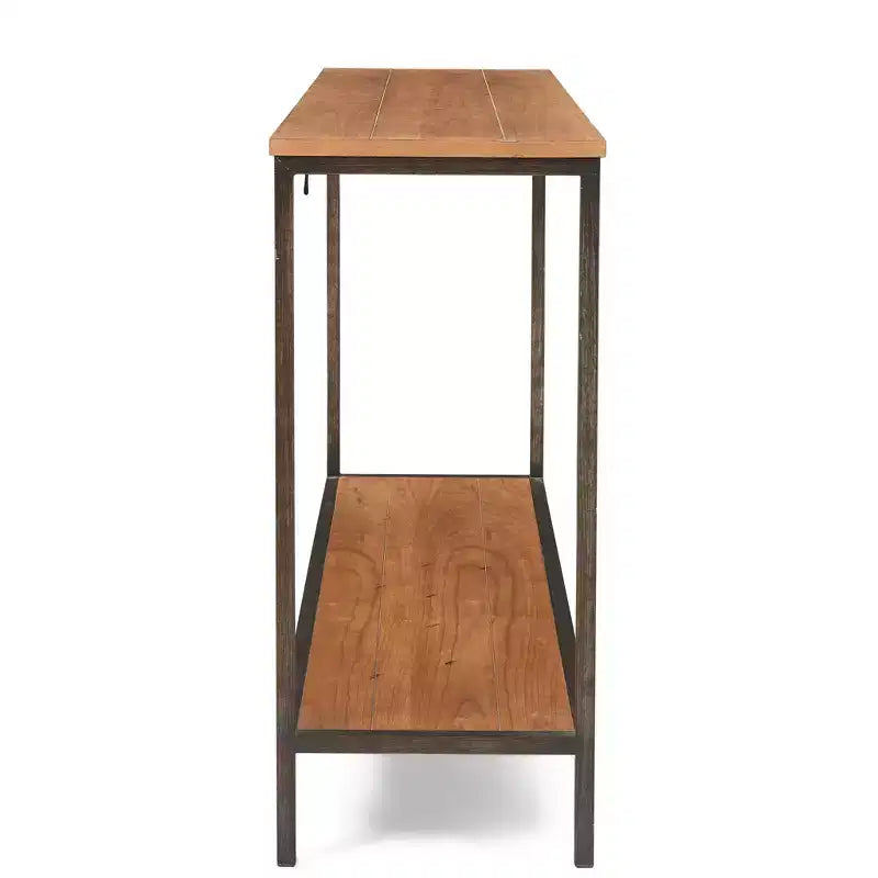 Consolle a due ripiani Nolan marrone - ClickDecor: fascino rustico, struttura in ferro, esposizione all'ingresso