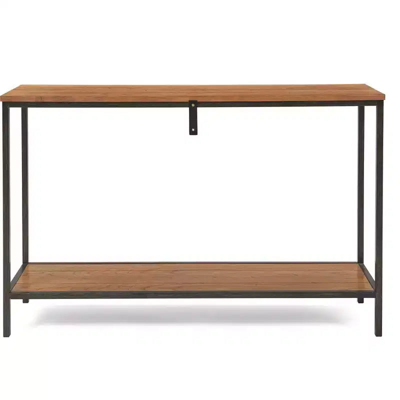 Consolle a due ripiani Nolan marrone - ClickDecor: fascino rustico, struttura in ferro, esposizione all'ingresso
