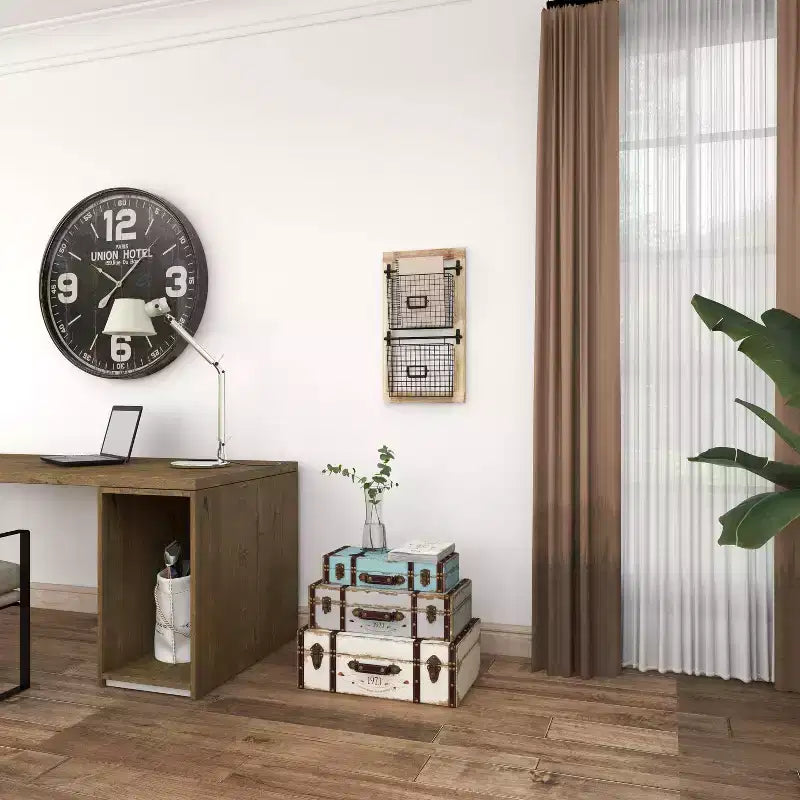 Set di 3 bauli rettangolari in legno invecchiato da fattoria, colore naturale - Olivia & May: Finitura in poliuretano, nessun assemblaggio richiesto