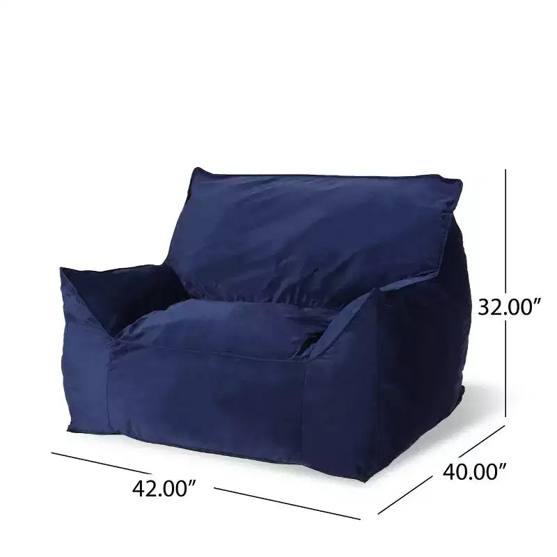 Poltrona a sacco moderna in velluto Loubar con braccioli blu navy - Christopher Knight Home