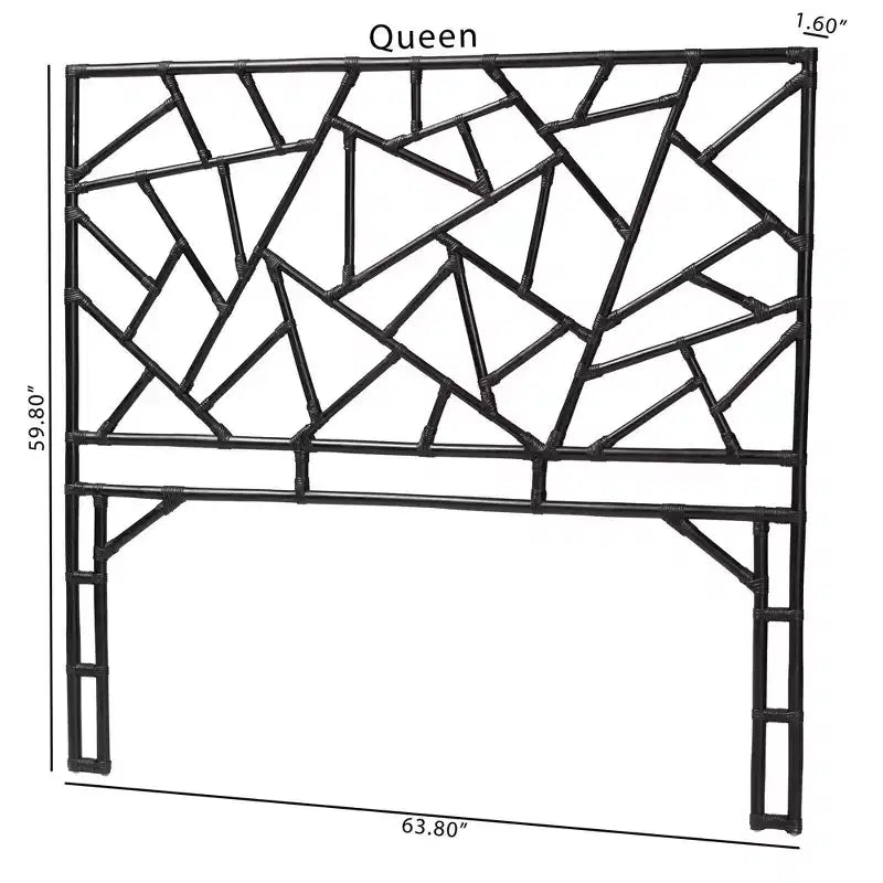 Bali & Pari Testiera autoportante in rattan nero Queen Size Frydel