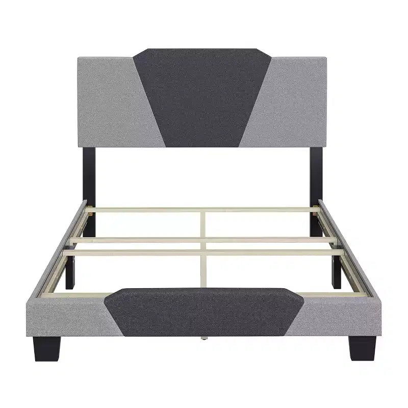 Letto Imbottito Matrimoniale Queen in Lino Contemporaneo Carbone/Grigio - Doghe Resistenti in Legno di Betulla, Necessario Sommier