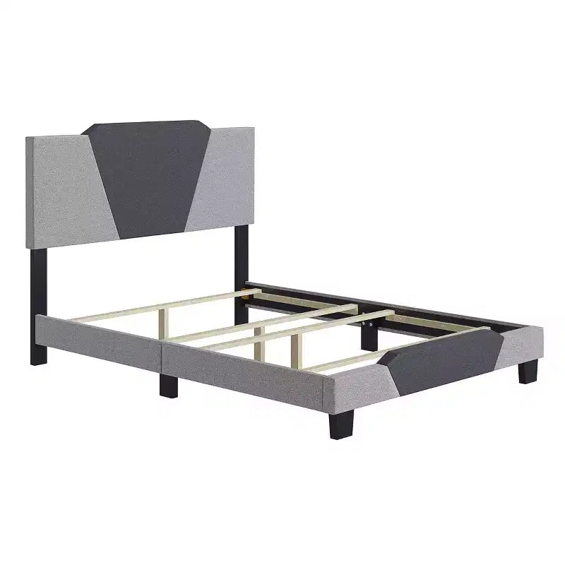 Letto Imbottito Matrimoniale Queen in Lino Contemporaneo Carbone/Grigio - Doghe Resistenti in Legno di Betulla, Necessario Sommier